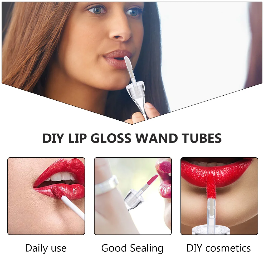 Tubo de brilho labial em forma de vidro de vinho, recipiente recarregável vazio para bálsamo labial diy, garrafa de batom líquido à prova de vazamento com 10 peças