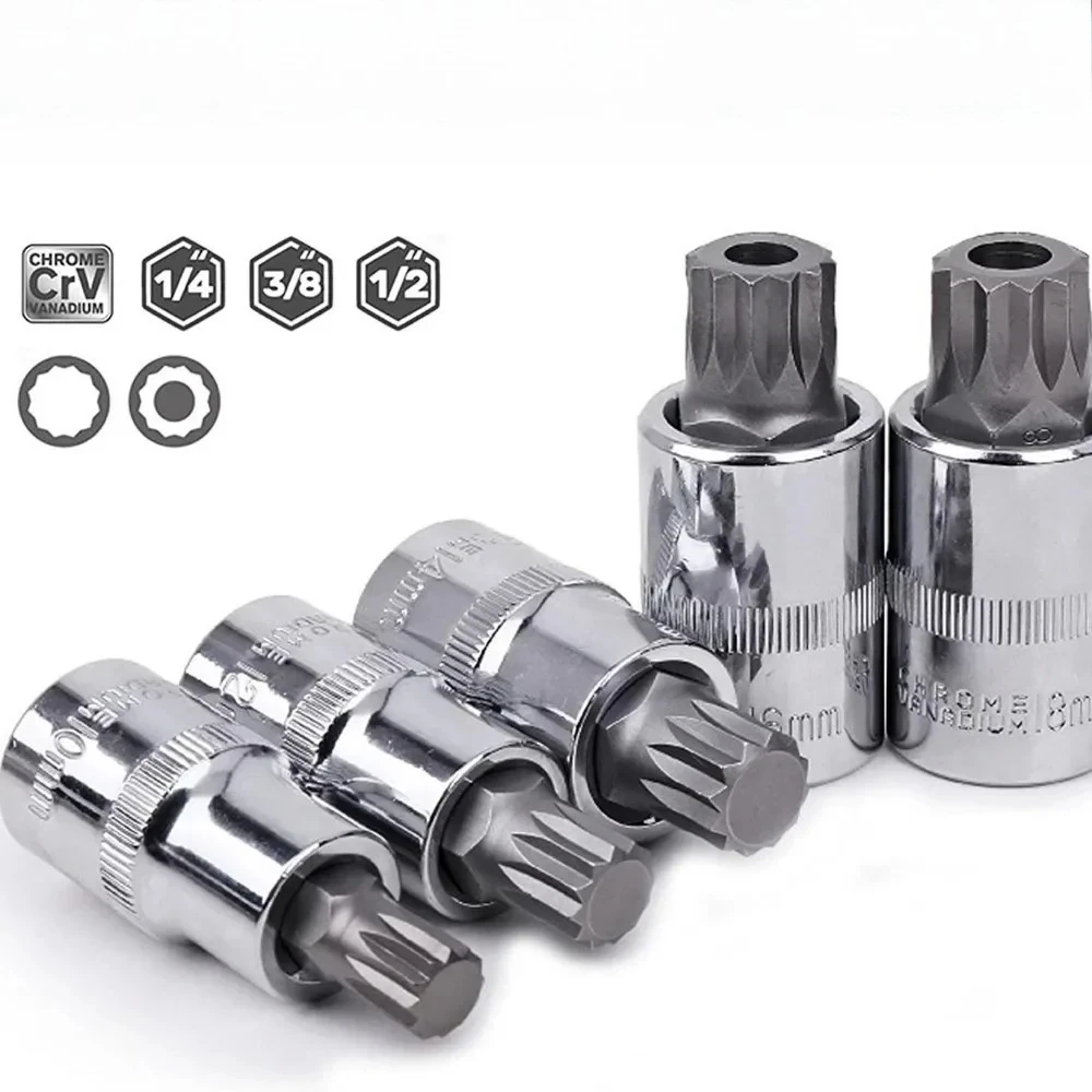 10PCS M4-M18 Professionele Punt Triple Square Spline Bit Socket Set Sabotage Druk Batch Mouw Set Auto Reparatie Tools Schroevendraaier