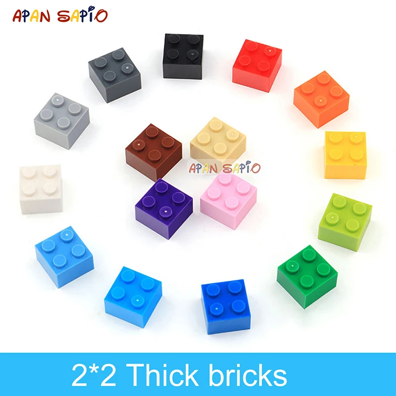 

60pcs DIY Building Blocks Thick Figures Bricks 2x2 Dots Educational Creative Size Compatible With 3003 Plastic Toys for Children