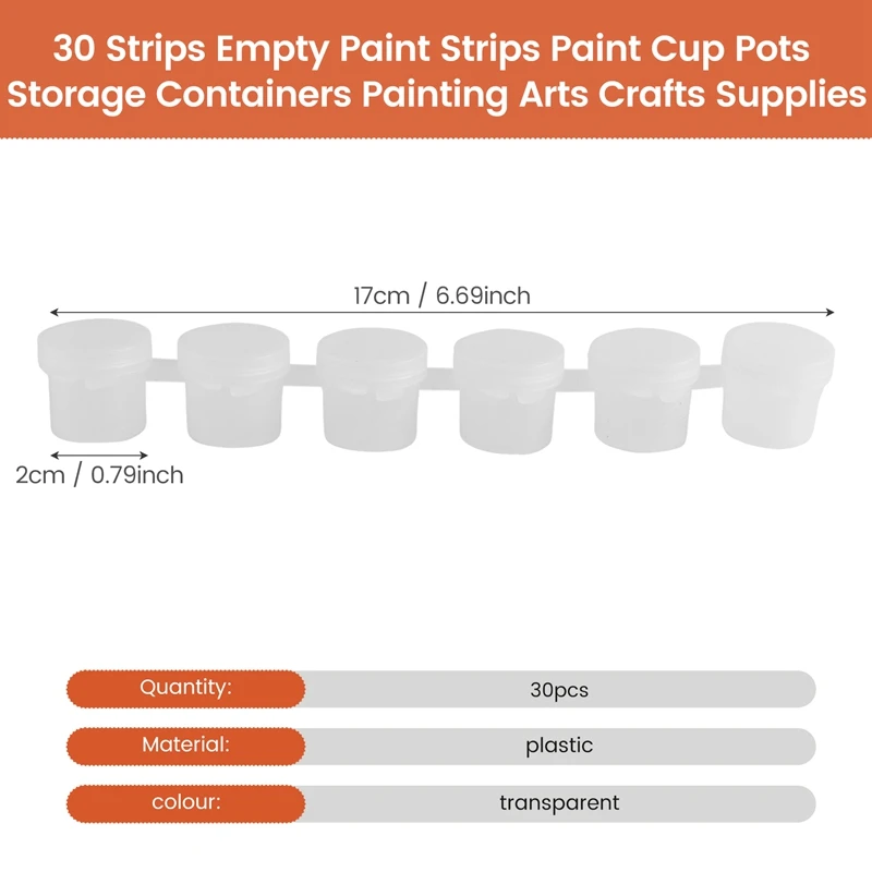SR-30 Strips Empty Paint Strips Paint Cup Pots Storage Containers Painting Arts Crafts Supplies (5Ml/30Pc)