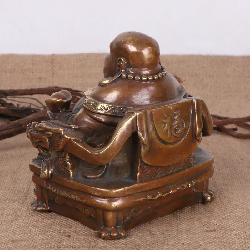-Style Copper Dragon Chair , Laughing Antique Collection, Sitting Buddha Craft Ornament, Manufacturer