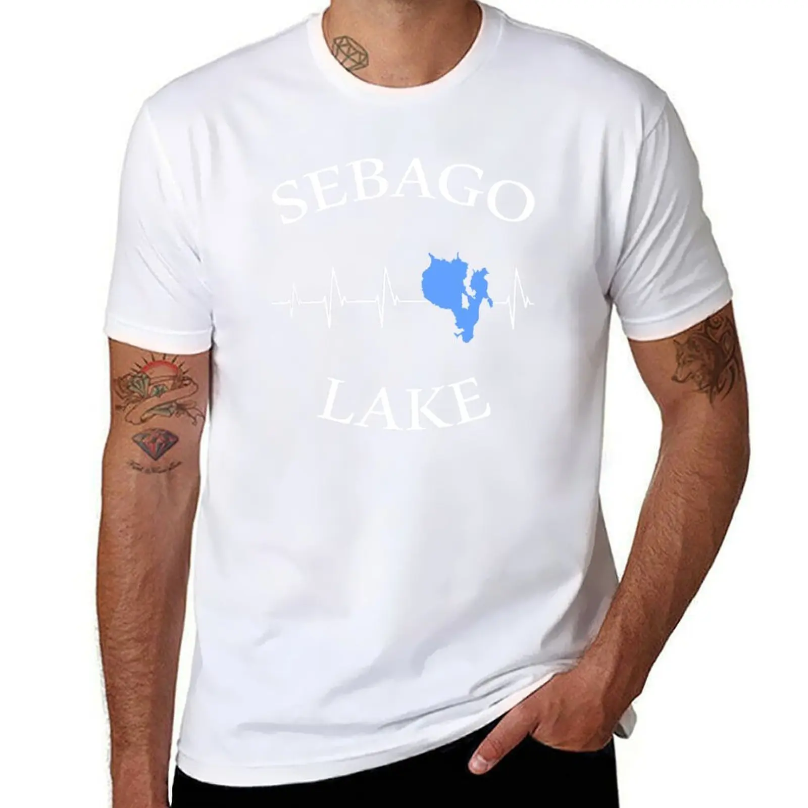 Sebago Lake Main-Camiseta Sebago Lake Heartbeat, camisetas de diseñador para hombre, camiseta ajustada