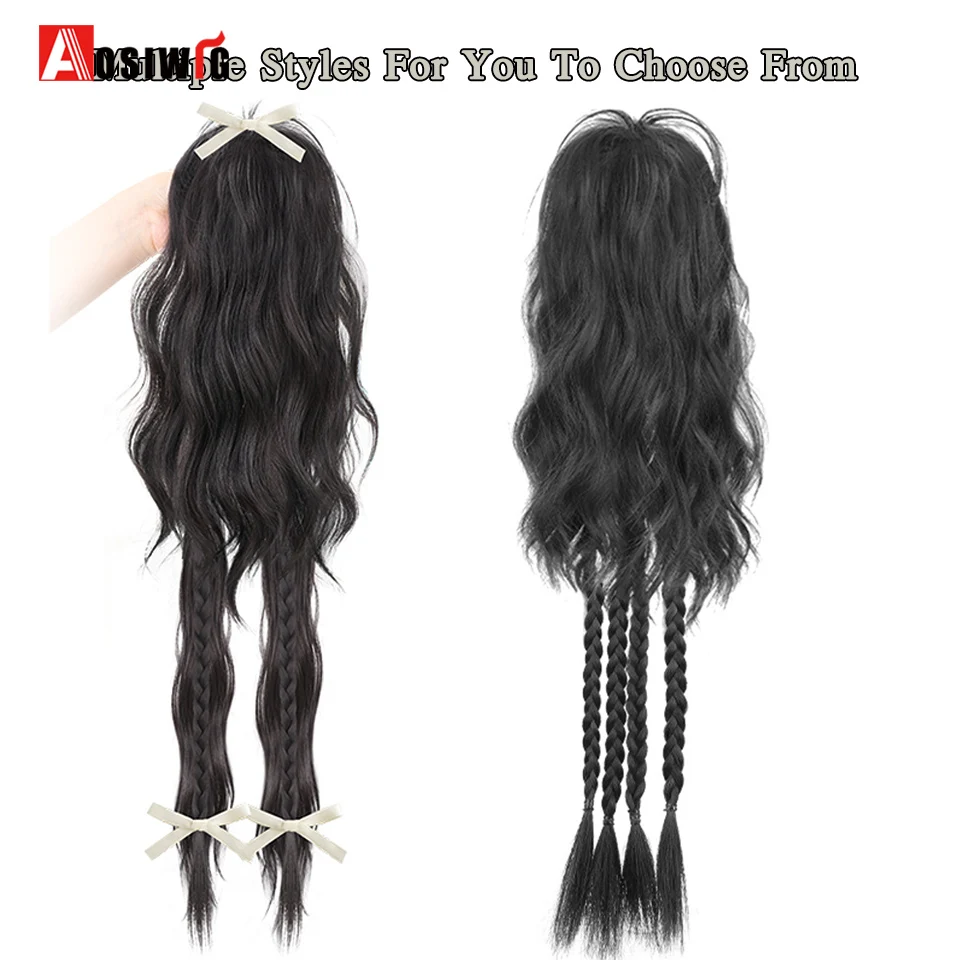 Synthetic Water ripple boxing braid ponytail wig Claw Clip On Ponytail Hair Extension Hair For Women Waterfall Half Tie High Pon