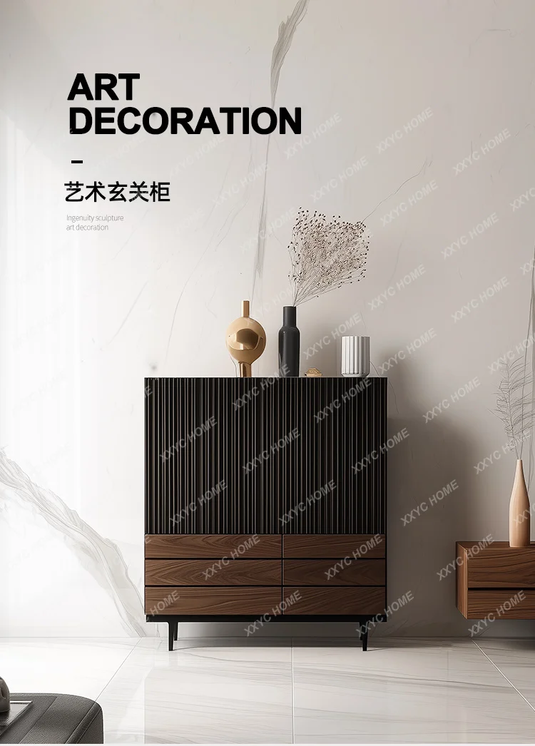 

NN Medieval solid wood porch cabinet design sense vertical cabinet household living room locker retro solid wood edge cabinet