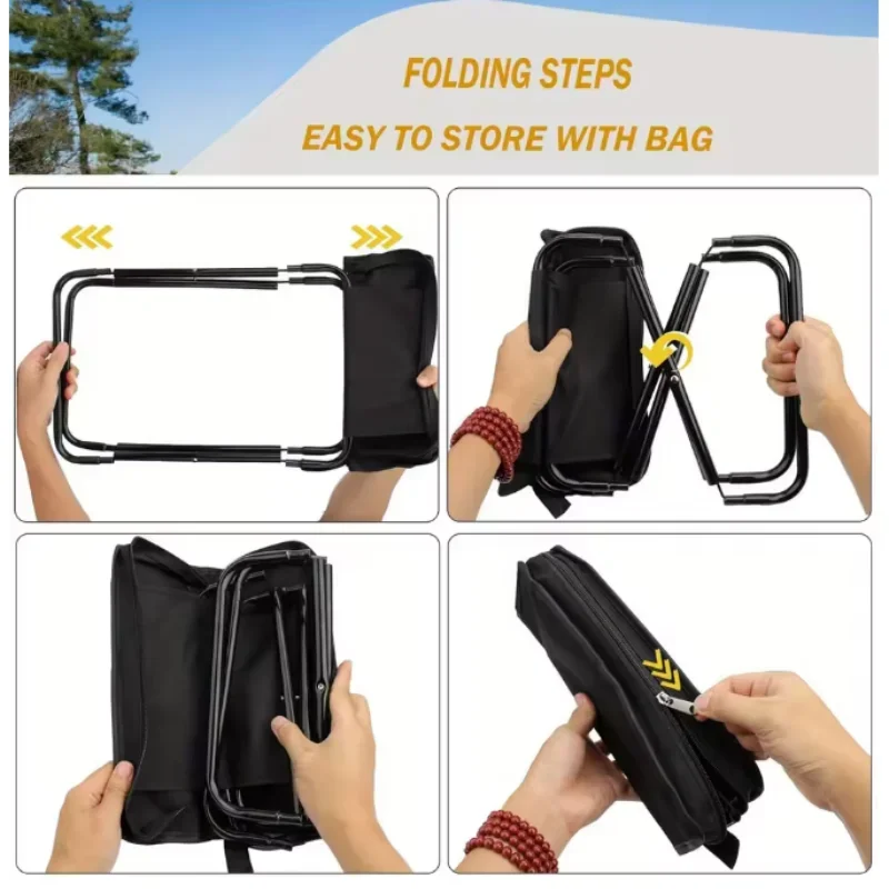 2025، مقعد محمول قابل للطي مع سحابات قابلة للتعديل، إطار معدني متين، كرسي صيد بسحاب، كرسي للتخييم والتنزه في الهواء الطلق #1