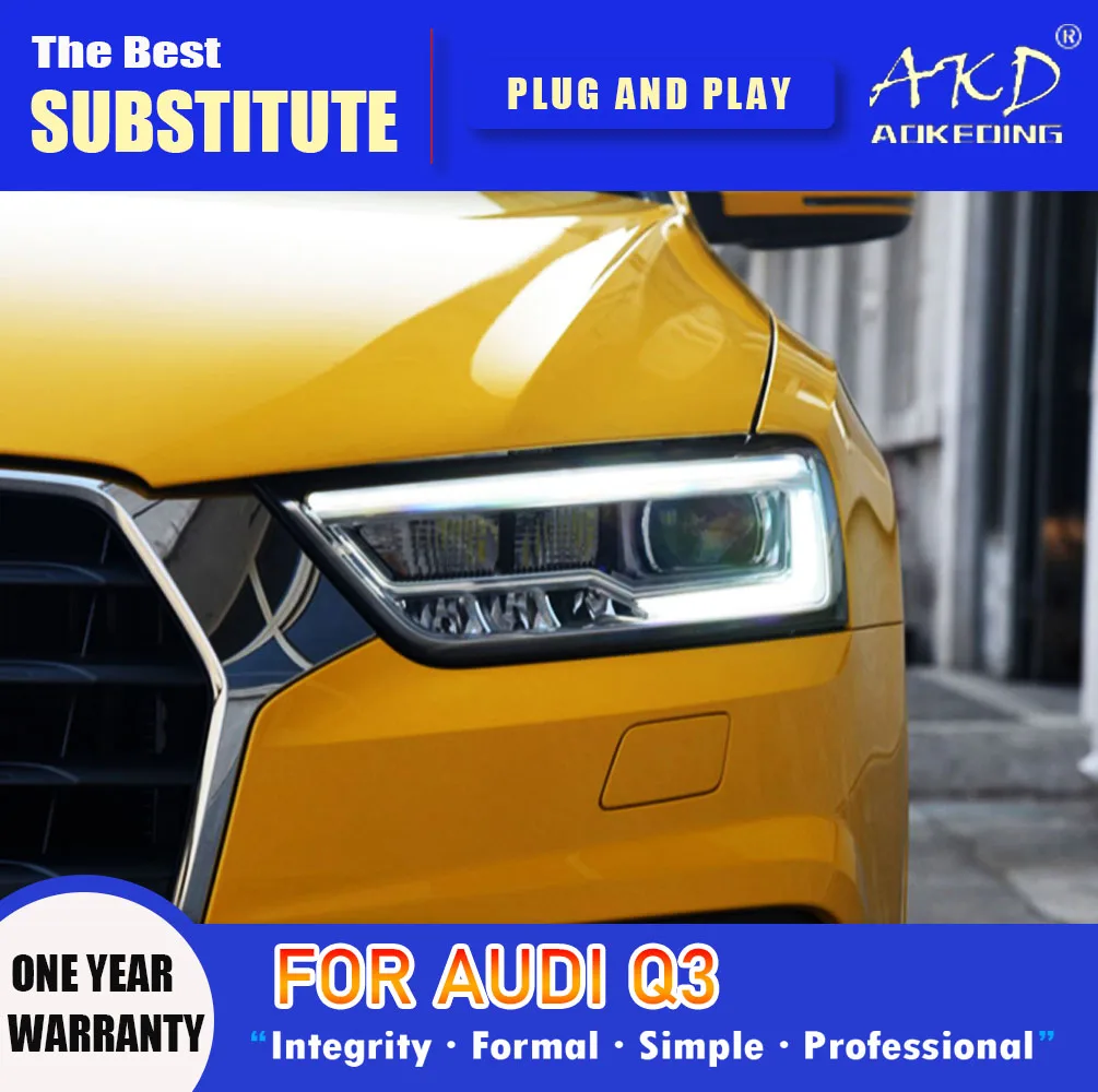 AKD Head Lamp for Audi Q3 LED Headlight 2016-2018 Headlights Q3 DRL Turn Signal High Beam Angel Eye Projector Lens