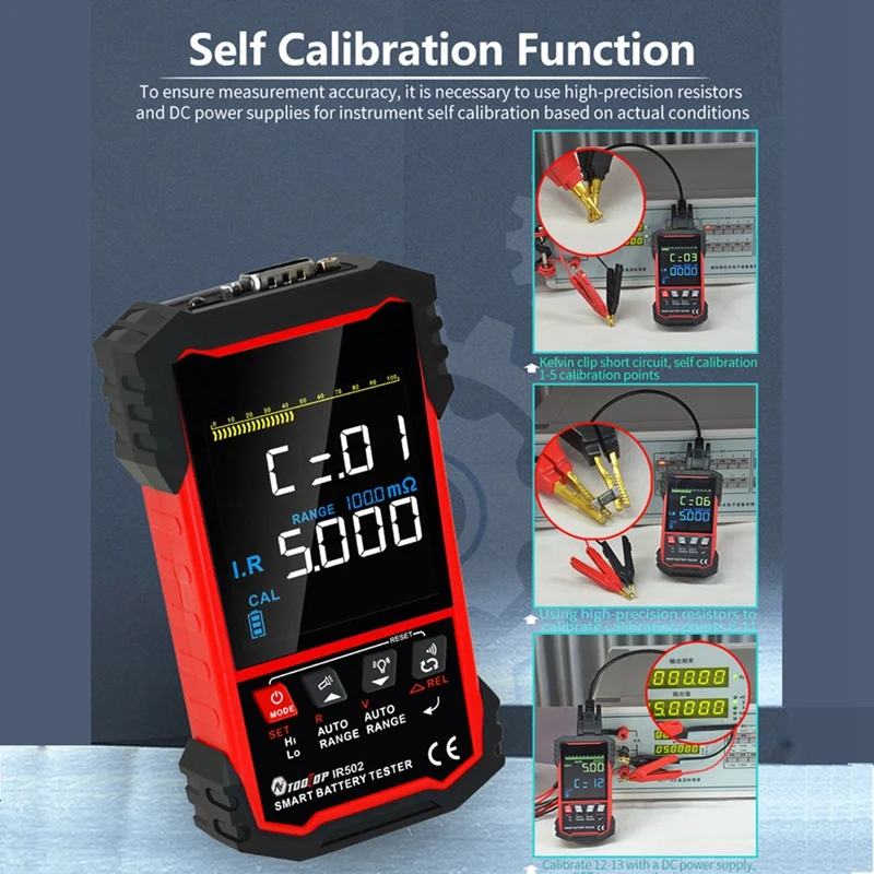 TOOLTOP Battery Internal Resistance Tester 500Ω High Precision Calibratable For Electric Car Electromobile