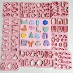 6Type/Set Mini Leaf Flower Geometry Pattern Polymer Clay Cutter 3D Printing 0.4mm Cutout DIY Soft Pottery Earring Mold Clay Tool
