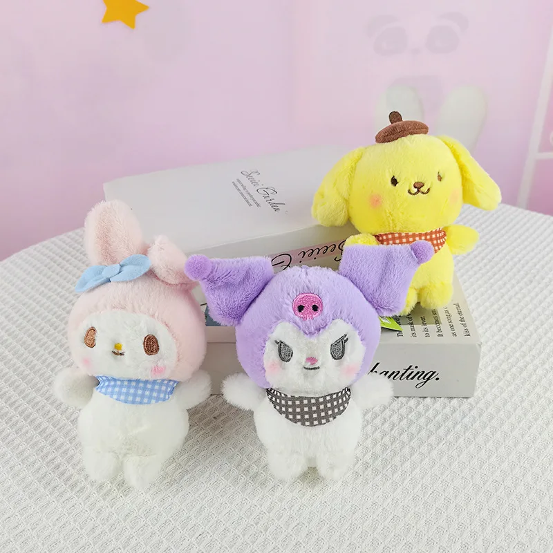 Lucu Seri Sanrio mainan mewah Cinnamoroll Melody Kuromi tas boneka Kawaii gantungan kunci liontin