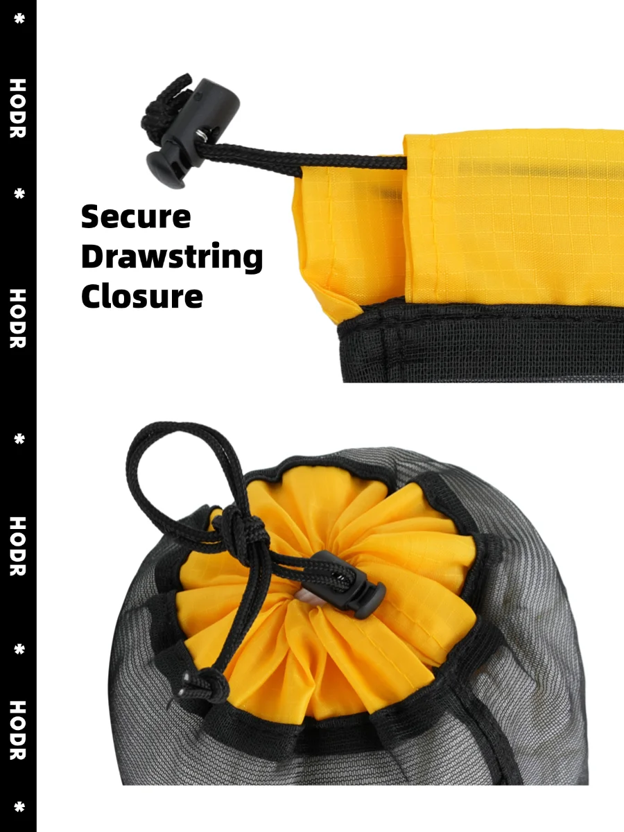 Ultraleichter Mesh-Stuff-Sack mit Kordelzug, Aufbewahrungstasche aus hochdichtem Nylon, Organizer-Beutel für Camping, Wandern, Kleidung, Schlafsack – Detail 4