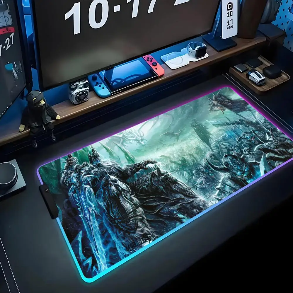 

lich king wallpaper Mouse Pad RGB Gaming Mousepad Big LED Pad PC Desk Mat Luminous Mouse Pad Large Keyboard Mats Table Rug With