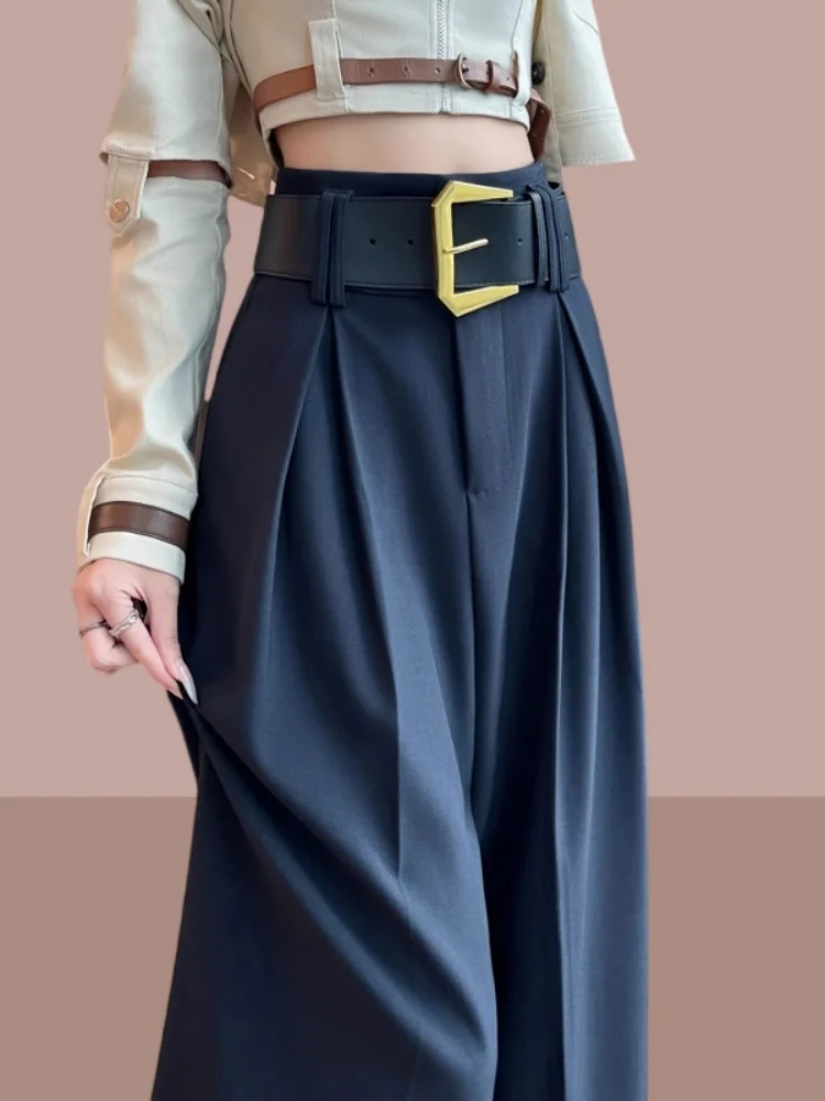 Bla Simple High Waist Wide Leg Pants Women's Suit Casual Drapey Loose Fitting Trousers Korean Sle Commute Wind