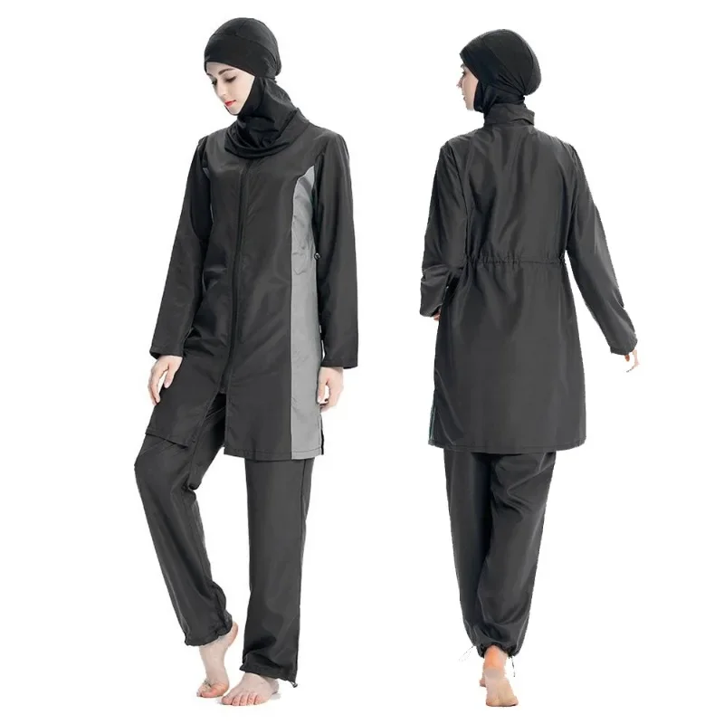 Costume da bagno conservatore da donna musulmana costume da bagno sportivo in tre pezzi costume da bagno islamico a maniche lunghe con copertura