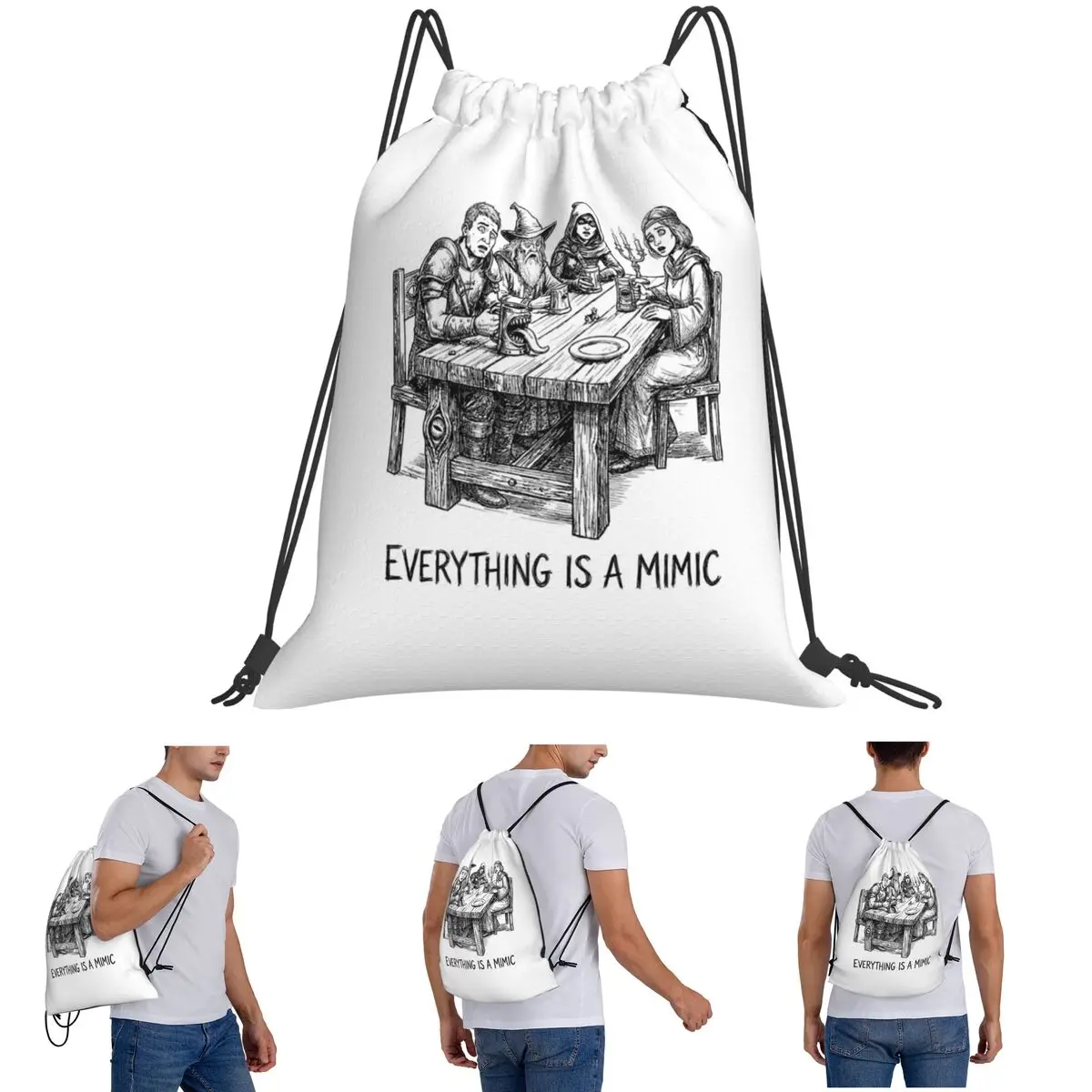 

Tavern's Worst Kept Secret DnD RPG Meme Backpacks Casual Drawstring Bags Sports Bag Book Bags for Man Woman Students