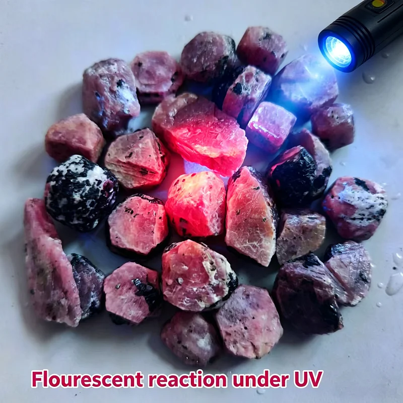 Natural Red Corundum Stone UV Fluorescence Reaction Real Ruby Precious Stone Specimen Mineral Healing Stones Decoration Stone