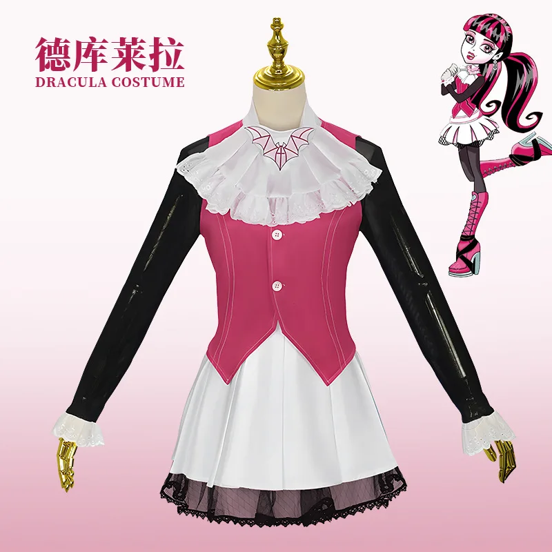 Royal Dracula Costume Da Vampiro Per Bambina - Abito Gotico Con Nastri Rossi Per Halloween E Carnevale - Taglie 130-150