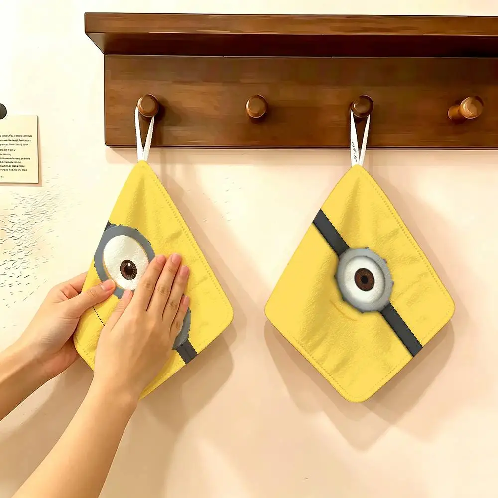 Classic Movie M-Minion Polyester Cotton Hanging Kitchen Towel, Absorbent Hand Wiping Cloth for Daily Cleaning Drying