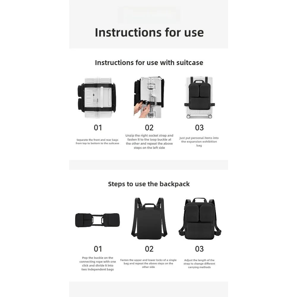 Attachment Bag Of Cabin Suitcase Rolling Luggage Vest Bag Storage Carry-On Bag Folding Travel Storage Bag Extended Capacity