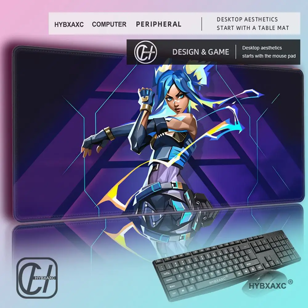 

HYBXAXC Large Gaming Mousepad V-alorant N-eon XXL New Keyboard Pad Gamer Mouse Pad on The Table Speed Desk Mat Anime Mouse Mats