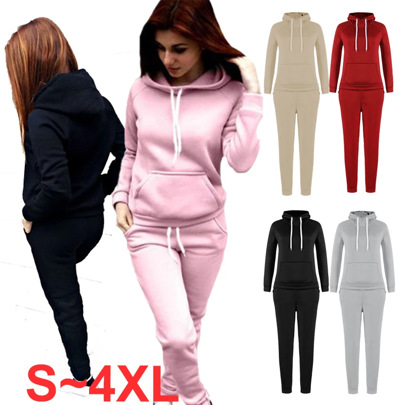 

New Women's Fashion Casual Long sleeved Women's Sweater Sweatwear Pullover Hoodie Top Long Pants Jogging Set