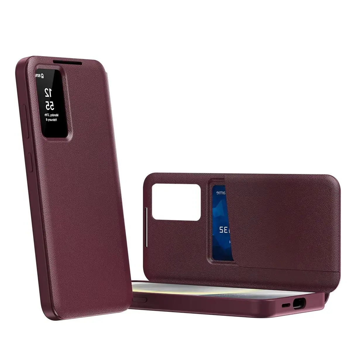 Luxury Flip Cover For Samsung S26 S25 Ultra S24+ S23 S22 A55 A56 A17 A27 A37 A57 S-View Card Holder Wallet Leather Smart Case