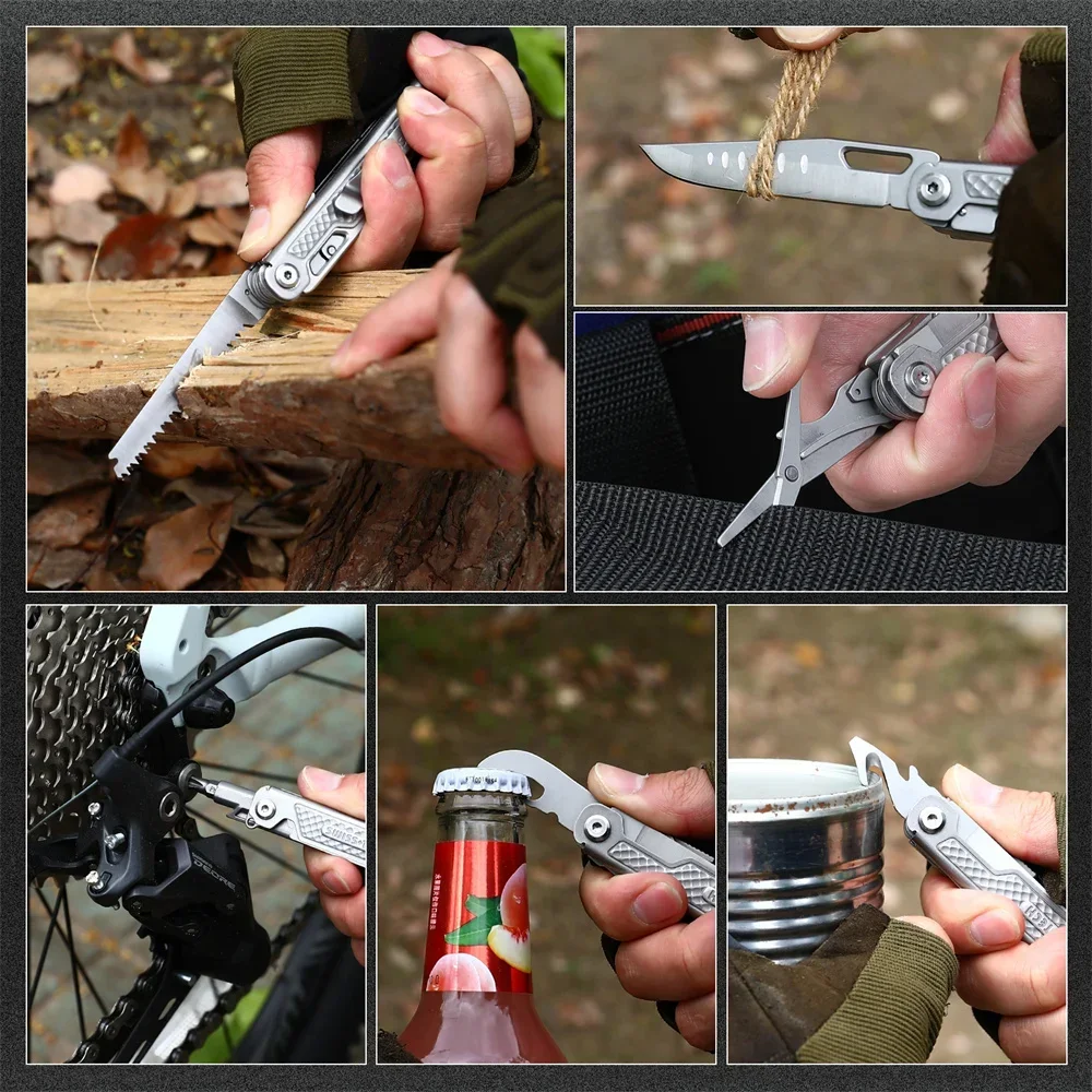 SWISS TECH 11 in 1 Mini Multitool Folding Knife EDC Portable Pocket Knife Outdoor Hand Tools Camping Survival Equipment