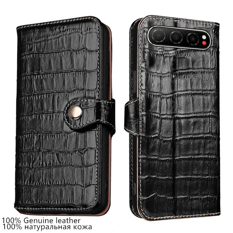 

100% Genuine Leather Crocodile Texture card Slot Wallet Cover For ZTE nubia Air Z2468N 6.78 inch Flip Fall prevention phone Case