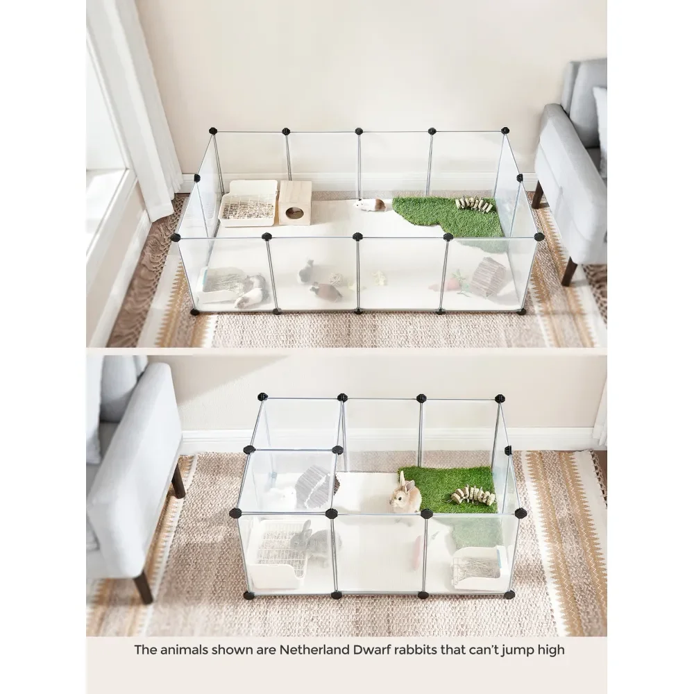 

Pet Playpen With Floor, Small Animal Pen, Pet Fence Indoor, DIY Plastic Enclosure For Hamsters, Rabbits, Hedgehogs, Ferrets, 56