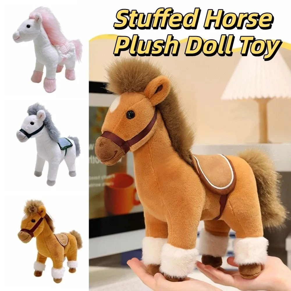 Maskottchenpuppen, niedliches Stofftier, Pferd, Kawaii, lebensechte Cartoon-Steinpuppe, 30 cm langes Mähnenpferd, Plüschpuppe, Spielzeug, Jahr des Pferdes