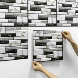 3D Wall Sticker Self-adhesive Faux Stone Wall Panel Peel and Stick Tile Backsplash for Kitchen Bathroom Waterproof Tile Sticker