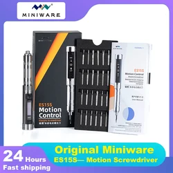 MINIWARE ES15S cacciavite elettrico con controllo del movimento intelligente cacciavite a batteria ricaricabile USB 24 pezzi Set di punte da 4mm luci a LED