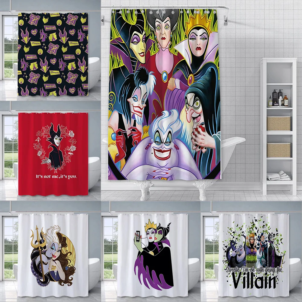 Disney Princess Villains Queen Shower Curtain Waterproof Polyester Fabric Paint Bath Curtains Home Bathroom Decor Curtain