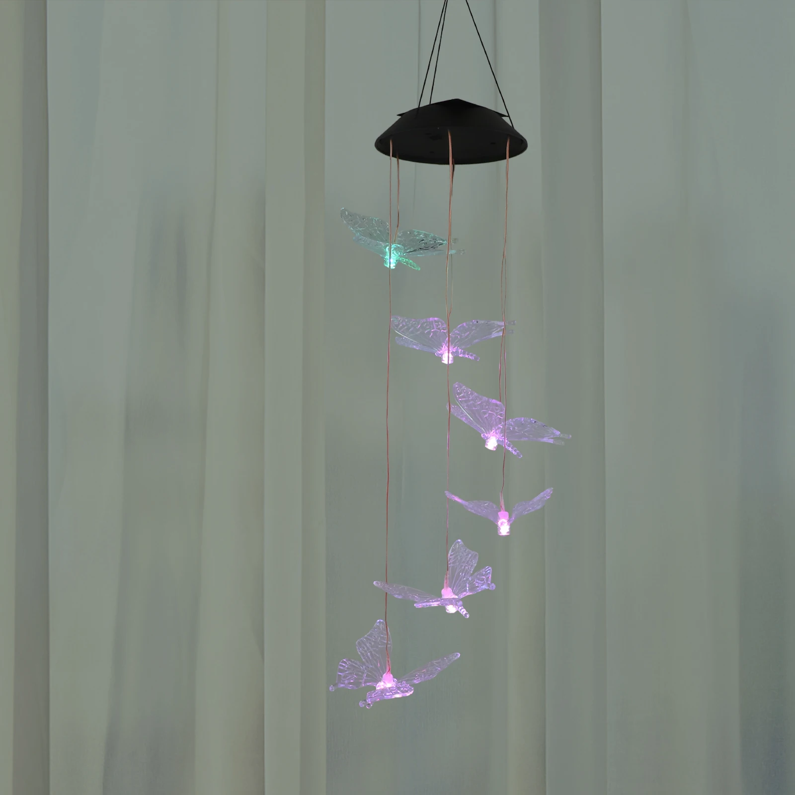 

Solar Wind Chime Light Led Hanging Colorful Decorative Garden Lights Transparent Butterfly Outdoor Auto On Off Durable No Wiring