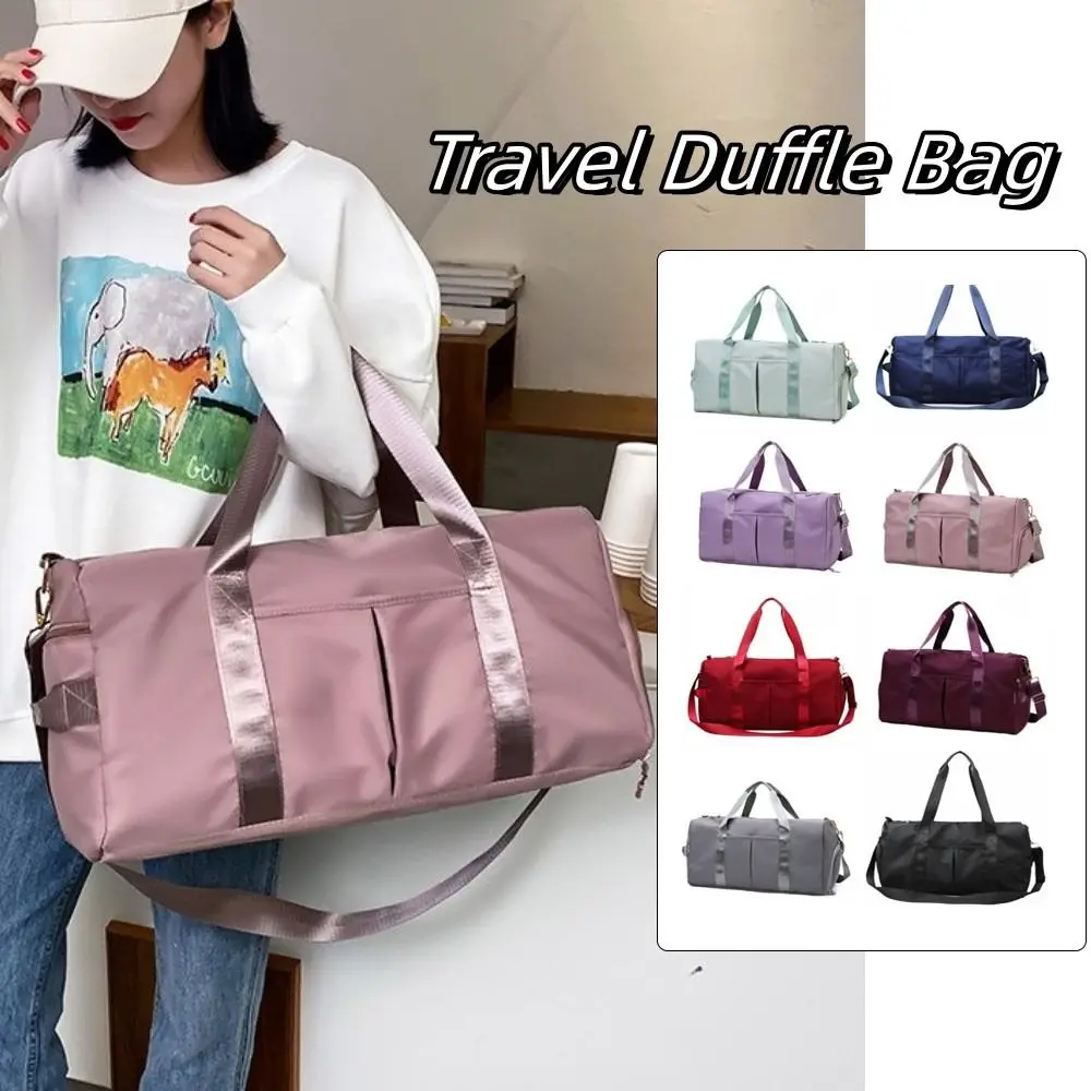 

Oxford Travel Luggage Bag Short Distance Multi Layered Large Capacity Handbag with Shoe Compartment Solid Color Nylon Duffle Bag