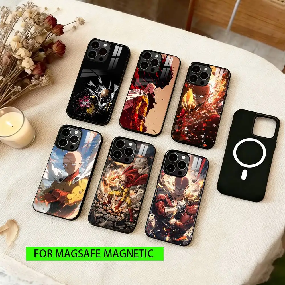 One-Punch Man Phone Case Magnetic with Magsafe Wireless Charging For iPhone17,16,15,14,13,12,11 Plus,Pro