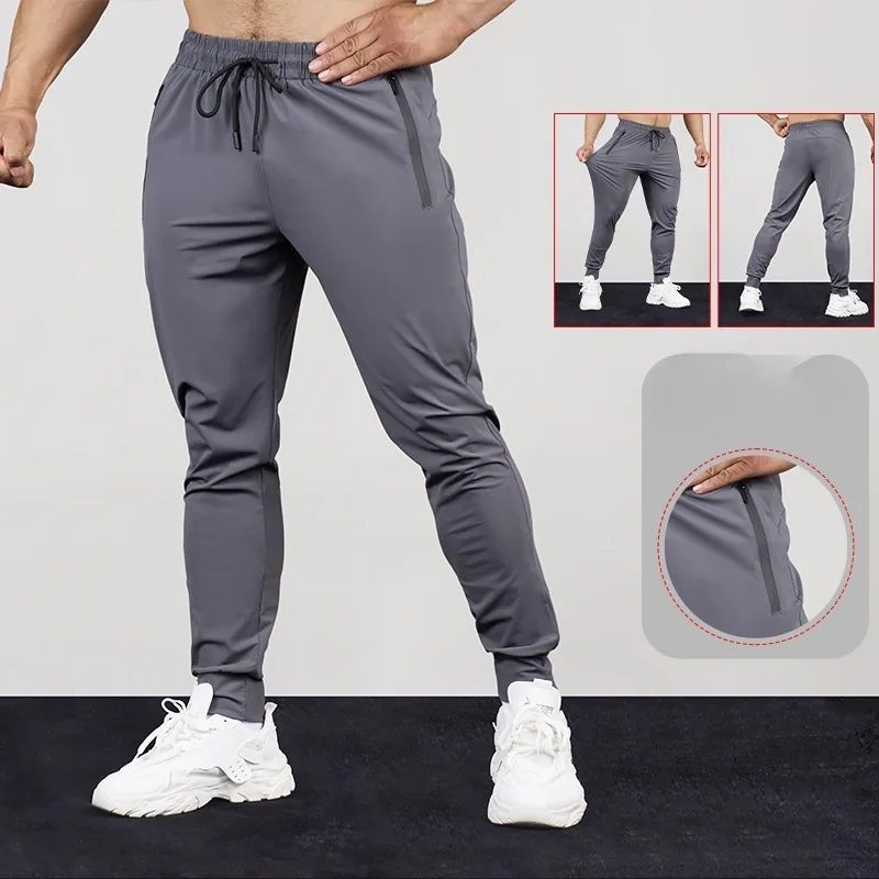 

Men's Sports Pants Quick-drying Breathable Elastic Waist Casual Trousers Men Drawstring Joggers Sweatpants High Stretch Fitness