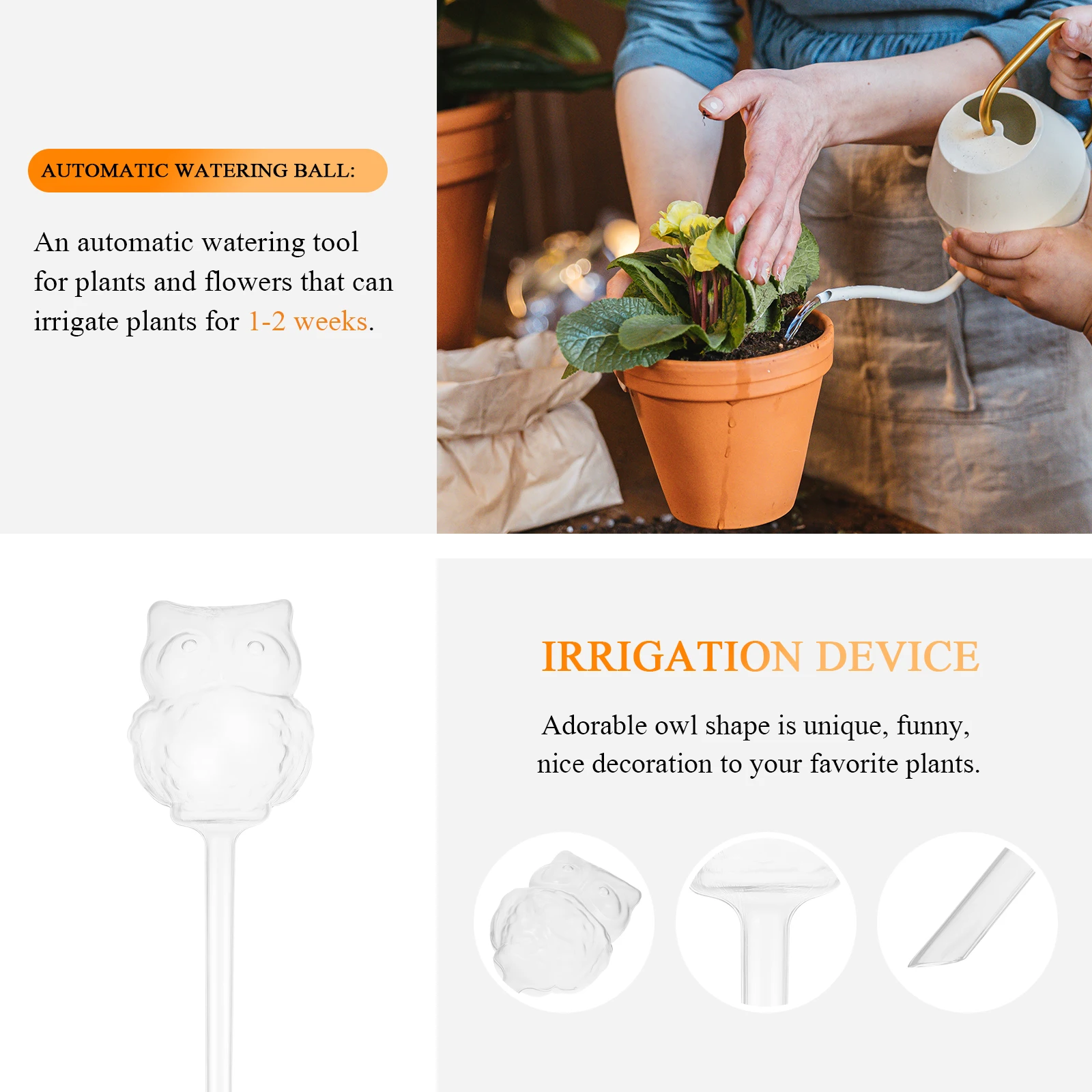 

PVC Owl Shaped Watering Device for Plants Self Stakes Tulip Globes Drip Irrigation Automatic Gardening Supplies Plant Waterer