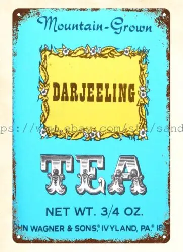 WAGNER SONS IVYLAND PA DARJEELING TEA metal tin sign house decor stores plaque