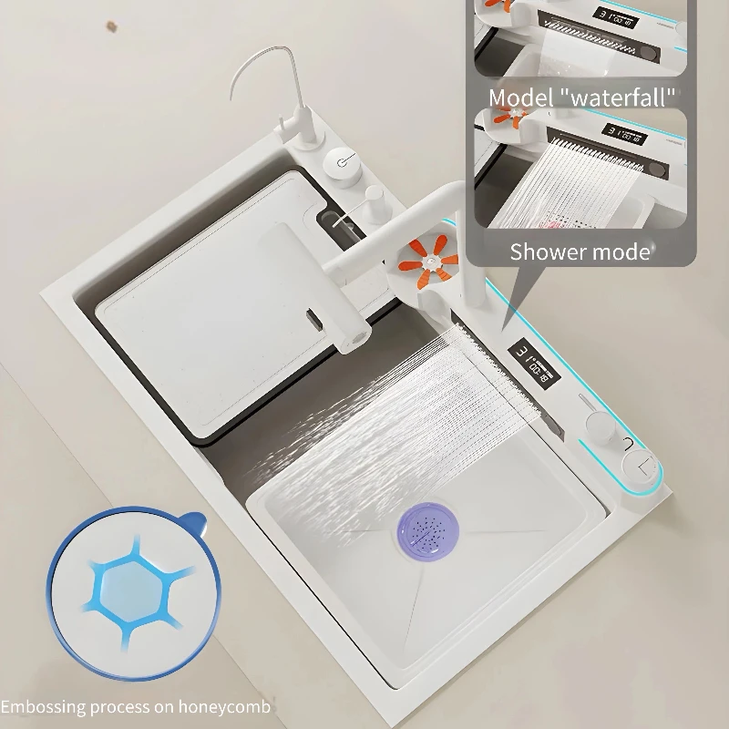 Kiten Sink Doppelter Wasserfall-Entriegelungsmodus LED-Digitalanzeige Voll funktionsfähige Konfiguration