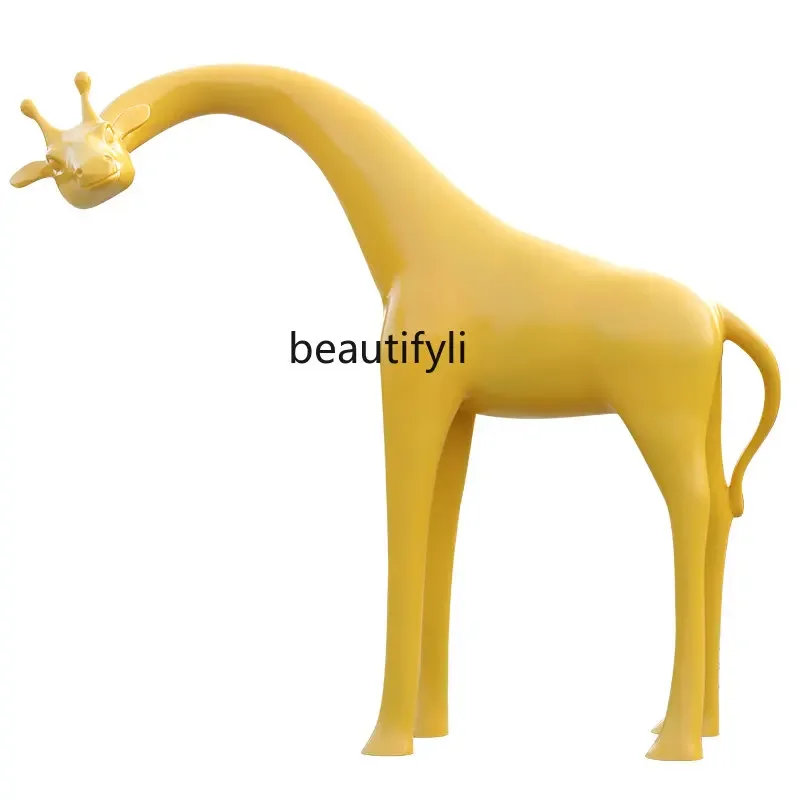 

ss 8350 Sales Department Large Floor Glass Steel Simulation Giraffe Sculptured Ornaments Animal Decorations