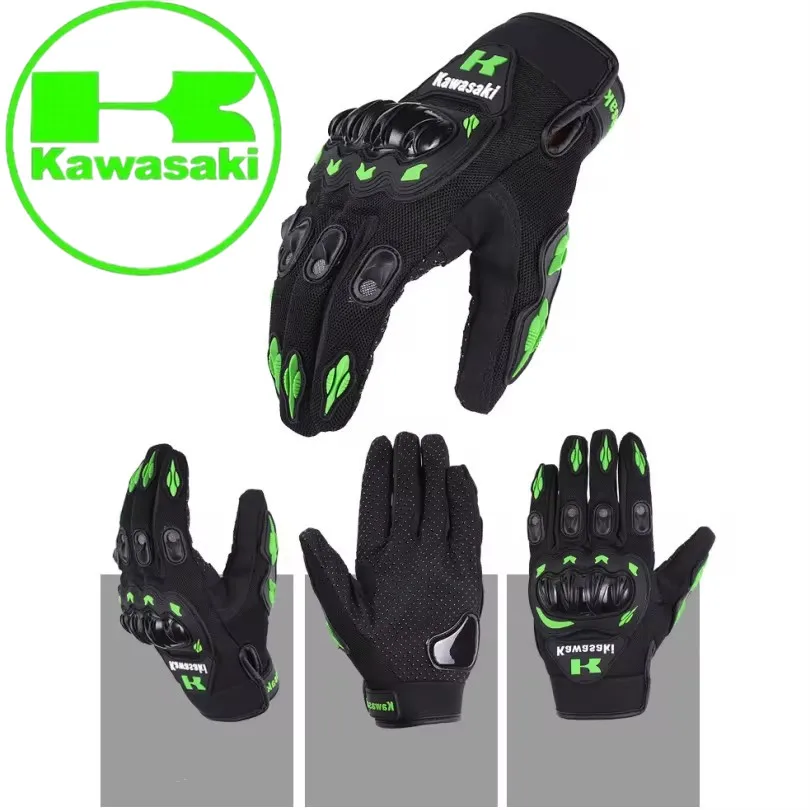 

New Kawasaki Full Finger Motorcycle Gloves Motocross Full Protection Moto Racing Wear Resistance Gears Tactical Gloves