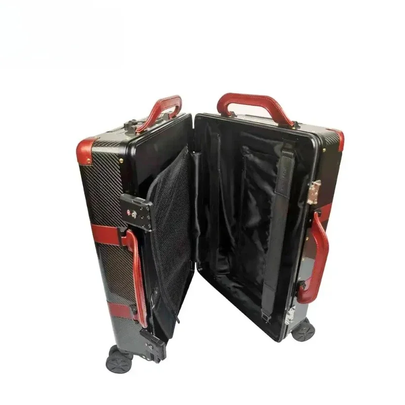 JCSPORTLINE Bagagem universal de fibra de carbono seca de 20 polegadas com carrinho preto de carbono leve Duralble