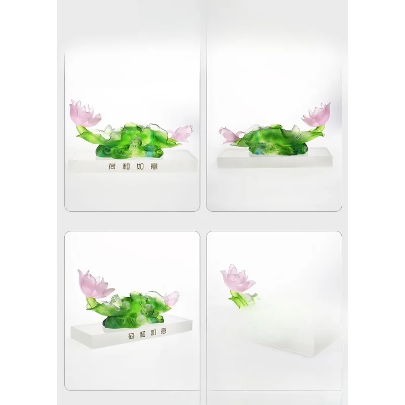 Hehe Ruyi Lotus Ornament High-end Business Opening Gift Living Room Tea Room Buddhist Hall Ornament