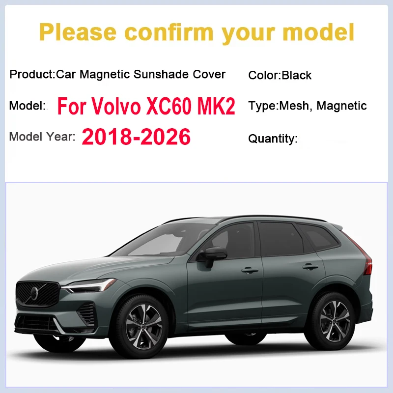 

Солнцезащитные шторки для Volvo XC60 MK2 (2018-2026), сетчатые, с защитой от УФ-излучения, теплоизоляционные, для лобового стекла, автомобильные аксессуары