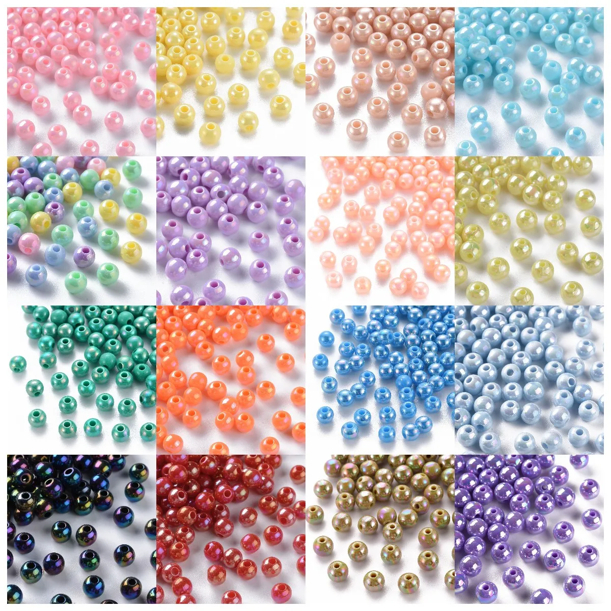 500g 6/8mm AB Color Plated Round Opaque Acrylic Beads Spacer Beads for Handmade Jewelry Making Necklace Bracelet DIY Accessories