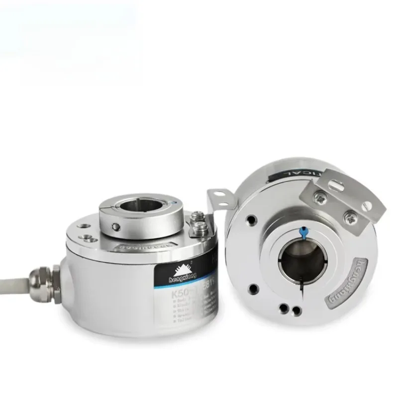 Optical Incremental Encoder Hollow Shaft 8/10/12/14/15mm K50 Spring Plate Mounting OC Line Driver Output IP50 IP65