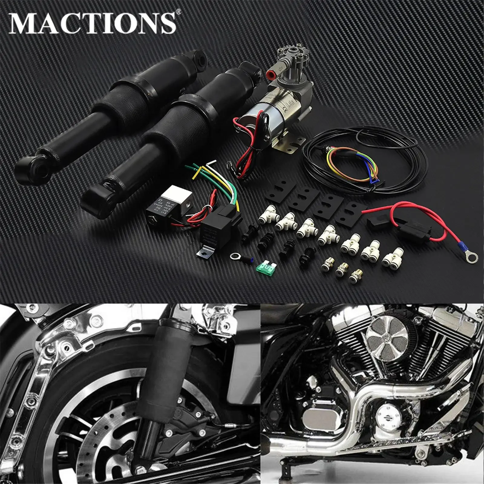 

Motorcycle Black Rear Air Ride Suspension For Harley Touring Street Glide Road Glide Electra Glide Road King Bagger 1994-2022