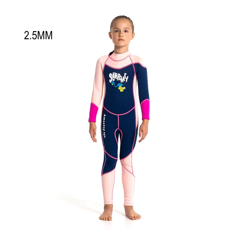 

2.5MM Kids Scuba Full Body Keep Warm Spearfishing Kayaking Surfing Diving Suit Long Sleeve Neoprene Back Zipper Drift WetSuit