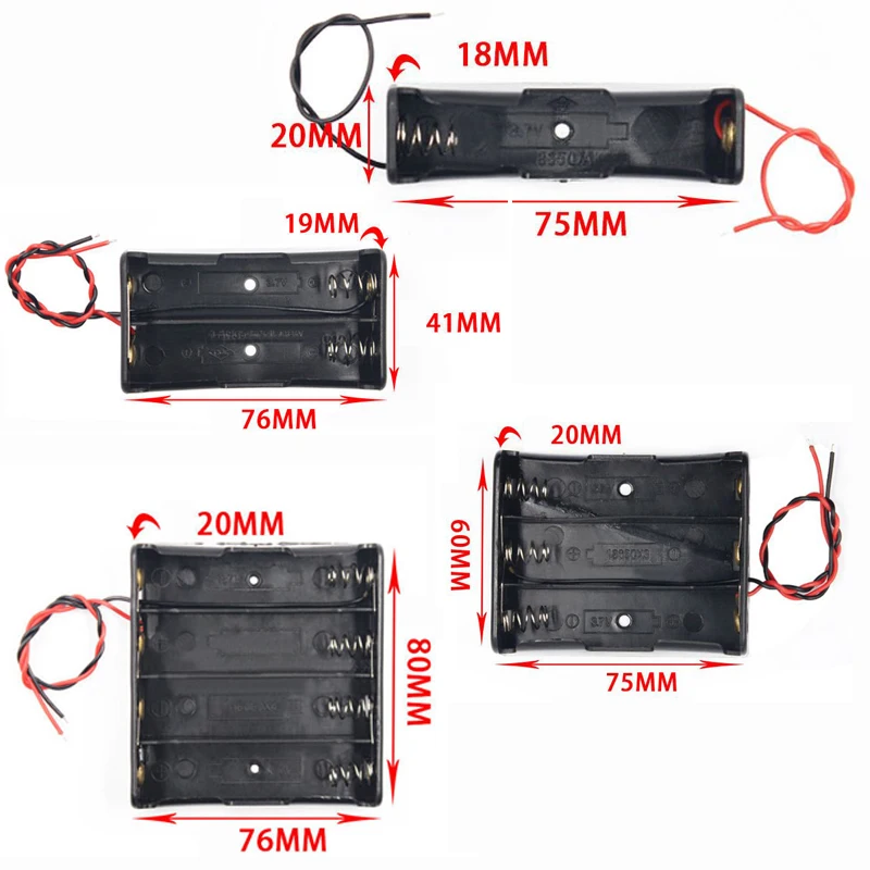 

New High Quality 18650 Battery Box Parallel With Cable Compatible With 1/2/3/4 18650 Lithium Battery Holder Diy Welding-free