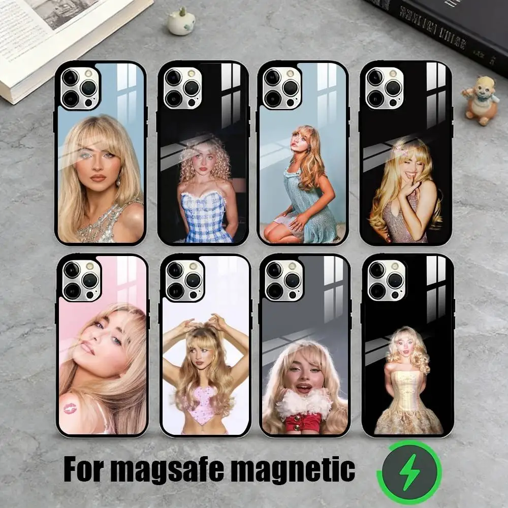 

S-Sabrina Carpenter Fashion Printed Phone Case For iPhone17,16,15,14,13,12,11 Plus,Pro Magnetic For Magsafe Wireless Charging